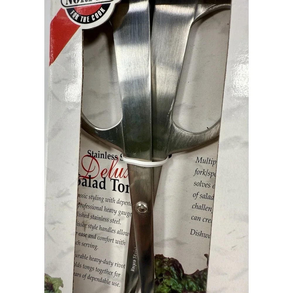 Norpro 1942 Stainless Steel Deluxe Salad Tongs‎ Serving Utensil NIB 10.25